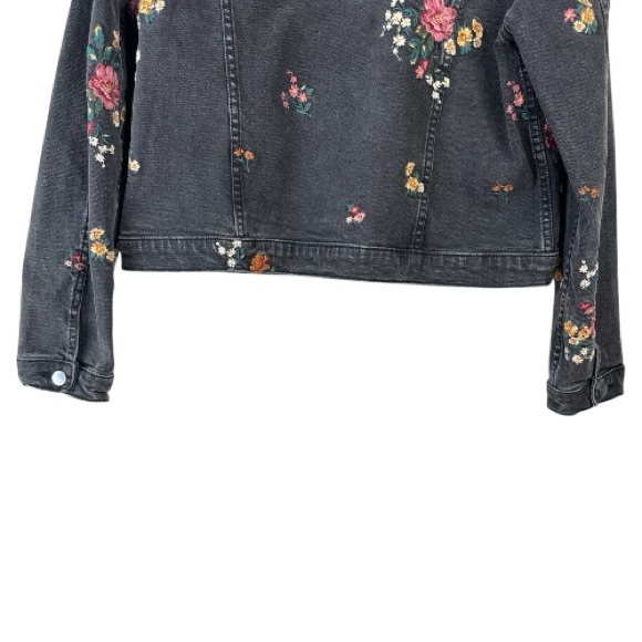 DRIFTWOOD Embroidered Spring Trucker Jacket Black Floral Denim Size Large - Picture 13 of 15